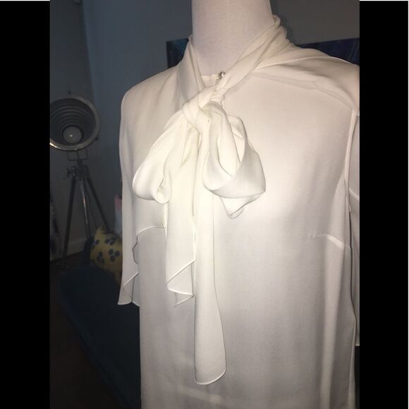 Givenchy Short Cape Sleeve Silk Georgette Blouse - Picture 5 of 8